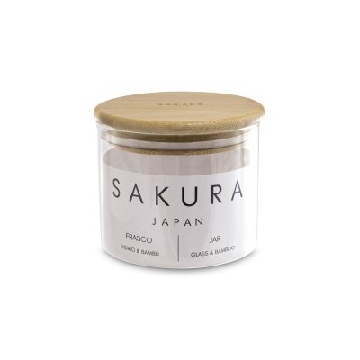 FRASCO SAKURA 0.45 L DE VIDRIO CON TAPA DE BAMBOO