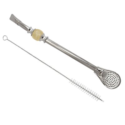 SAKURA MATE STRAW STONE EDITION CREAM IVORY STAINLESS STEEL WITH CLEANING BRUSH