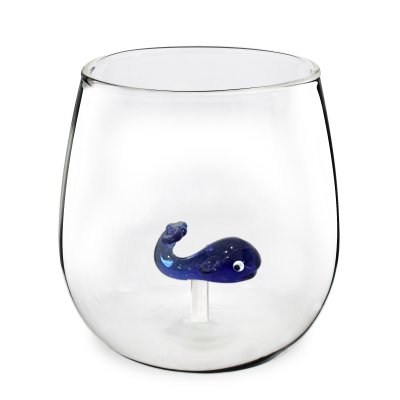 VASO DE VIDRIO SAKURA CRYSTAL SAFARI BLUE WHALE 350 ML
