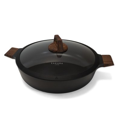 CACEROLA BAJA CON TAPA SAKURA ONYX COLLECTION 32 CMS