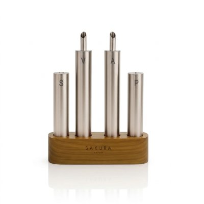 SAKURA CONDIMENT JAR SET ELEMENT EDITION ACACIA AND STAINLESS STEEL