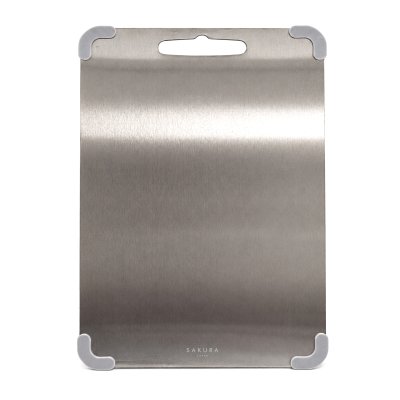 SAKURA CUTTING BOARD LARGE HIKARI EDITION STAINLESS STEEL 39 X 28 CM