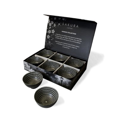 SET X6 SAKURA GOHAN BOWLS DE PORCELANA 12 CMS - HANAMI COLLECTION GIFT BOX
