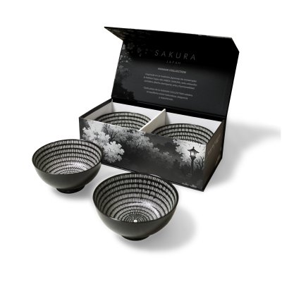 SET X4 SAKURA NAKA BOWLS DE PORCELANA 15.5 CMS - HANAMI COLLECTION GIFT BOX