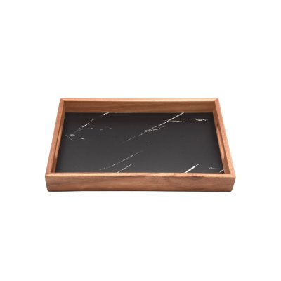 BANDEJA RECTANGULAR GRANDE SAKURA DE ACACIA MARBLE EFFECT EDITION 39.5 X 28 X 4.5 CMS