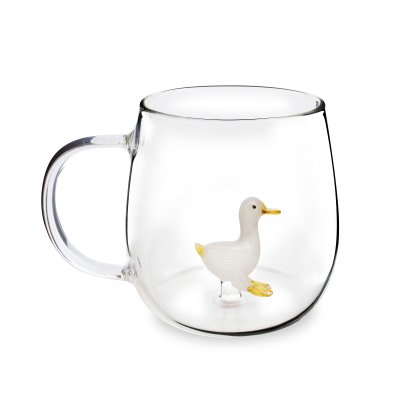 TAZA MUG DE VIDRIO CRISTAL 3D WHITE SWAN 350 ML