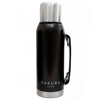 TERMO SAKURA CLASICO DE ACERO INOXIDABLE 1L NEGRO