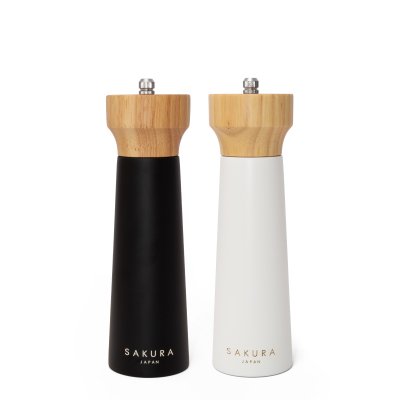 SET SALT & PEPPER SAKURA MAJESTIC - MOLINILLOS PIMIENTA Y SAL DE MADERA PREMIUM 20 CMS