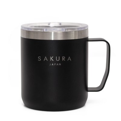 JARRO MUG TAZA TERMICA HERMETICA SAKURA HIKER NEGRA 354 ML