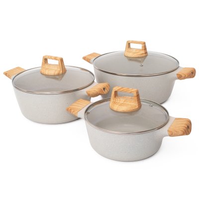 SAKURA CREAMY BEIGE SIGNATURE COOKING SET - KIT X3 OLLAS CACEROLAS SAKURA BEIGE CREMA