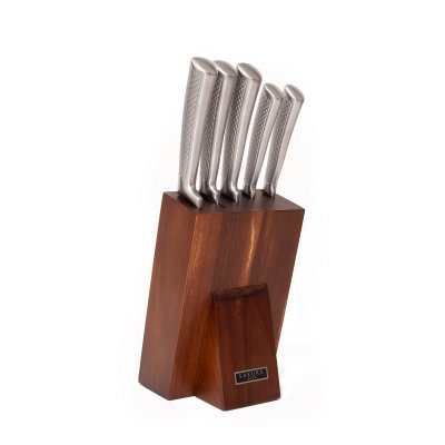 TACO DE CUCHILLOS PROFESIONAL SAKURA DE MADERA ACACIA - 6 PIEZAS