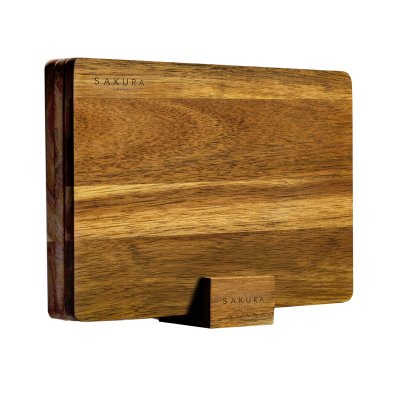 SAKURA ALIGN EDITION  3-PIECE CUTTING BOARD SET WITH BASE ACACIA WOOD
