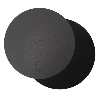 SAKURA 6-PIECE SET PLACEMATS REVERSIBLES DUO EDITION PVC SHADOW BLACK / STONE GREY