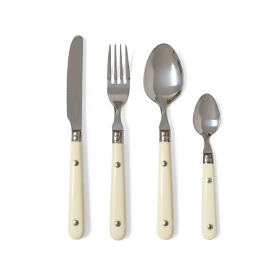 SAKURA 24-PIECE FLATWARE SET PROVENCE WHITE CREME STAINLESS STEEL